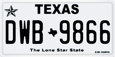 TX license plate DWB9866