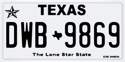 TX license plate DWB9869