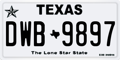 TX license plate DWB9897
