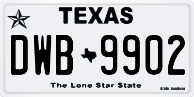 TX license plate DWB9902