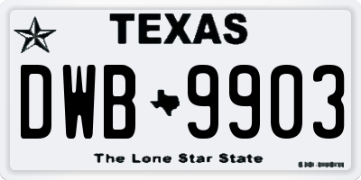 TX license plate DWB9903