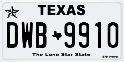 TX license plate DWB9910