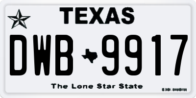 TX license plate DWB9917