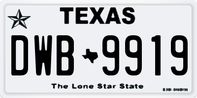 TX license plate DWB9919