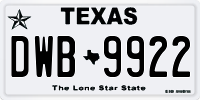 TX license plate DWB9922