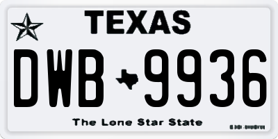 TX license plate DWB9936