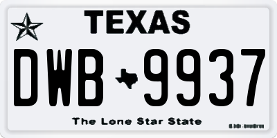 TX license plate DWB9937