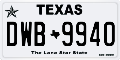 TX license plate DWB9940