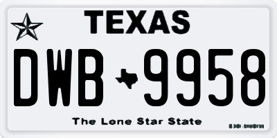 TX license plate DWB9958