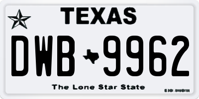 TX license plate DWB9962