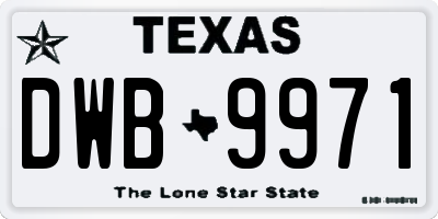TX license plate DWB9971