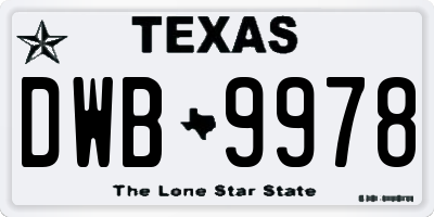 TX license plate DWB9978