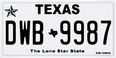 TX license plate DWB9987