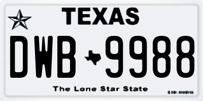 TX license plate DWB9988