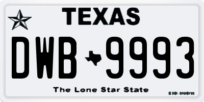 TX license plate DWB9993