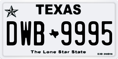 TX license plate DWB9995