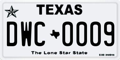 TX license plate DWC0009
