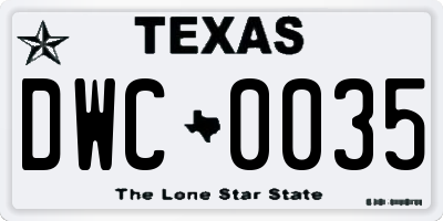 TX license plate DWC0035