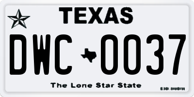 TX license plate DWC0037