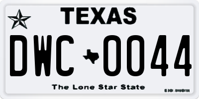 TX license plate DWC0044