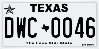 TX license plate DWC0046