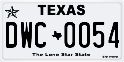 TX license plate DWC0054