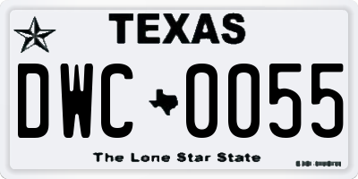 TX license plate DWC0055