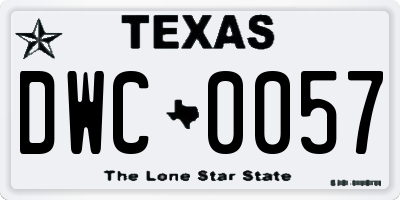TX license plate DWC0057
