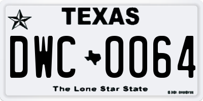 TX license plate DWC0064