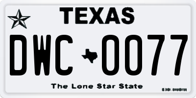 TX license plate DWC0077