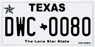 TX license plate DWC0080