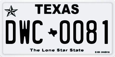 TX license plate DWC0081
