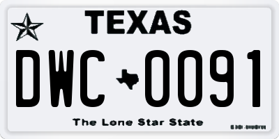 TX license plate DWC0091