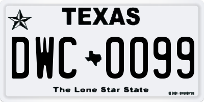 TX license plate DWC0099