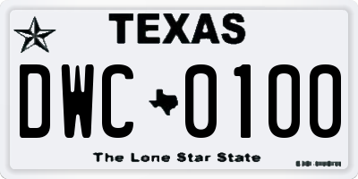 TX license plate DWC0100