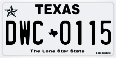 TX license plate DWC0115