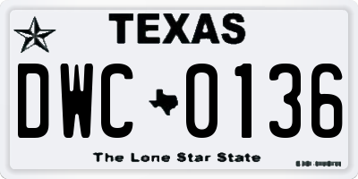 TX license plate DWC0136