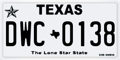 TX license plate DWC0138