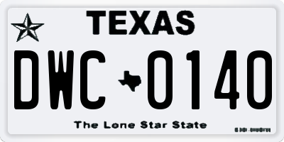 TX license plate DWC0140