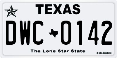 TX license plate DWC0142