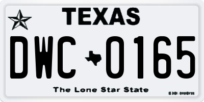 TX license plate DWC0165