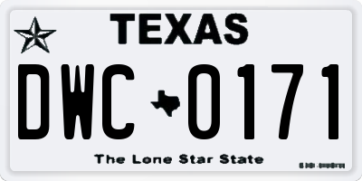 TX license plate DWC0171