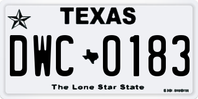 TX license plate DWC0183