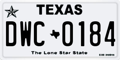 TX license plate DWC0184