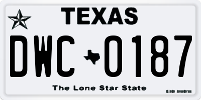 TX license plate DWC0187