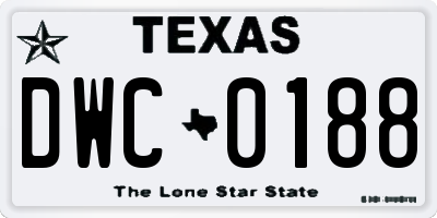 TX license plate DWC0188