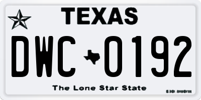 TX license plate DWC0192