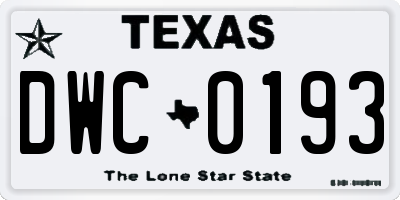 TX license plate DWC0193