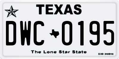 TX license plate DWC0195