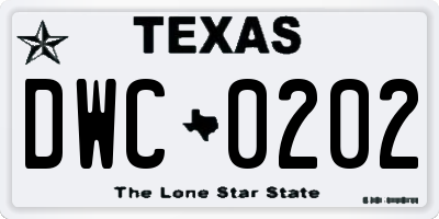 TX license plate DWC0202